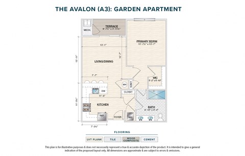 Floor plan for 1 bed, 1 bath, 761 sqft